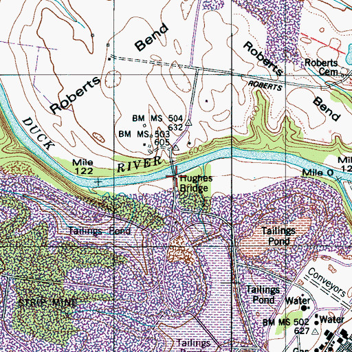 Topographic Map of Hughes Bridge, TN