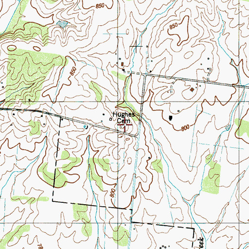 Topographic Map of Hughes Cemetery, TN