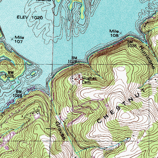 Topographic Map of Hughes Cemetery, TN