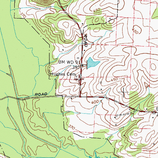 Topographic Map of Hughes Cemetery, TN