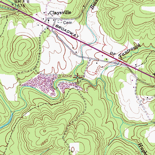 Topographic Map of Hughes Creek, TN