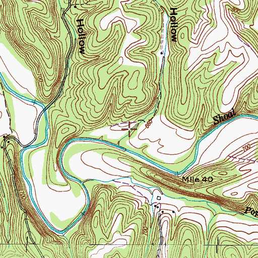 Topographic Map of Hughes Hollow, TN