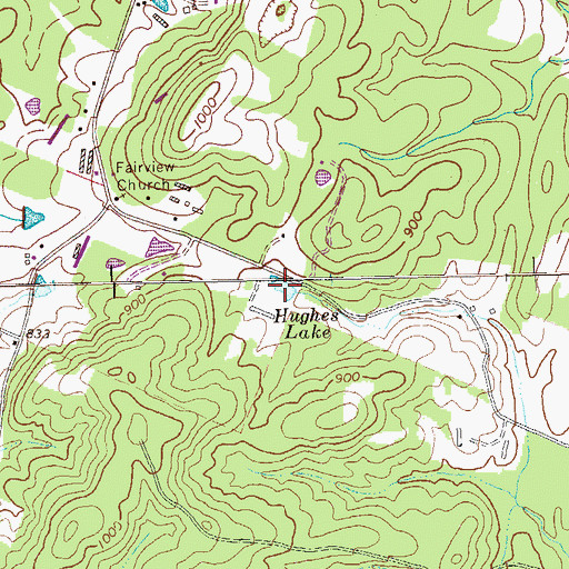 Topographic Map of Hughes Lake, TN