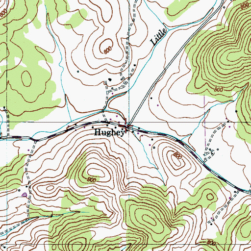 Topographic Map of Hughey, TN