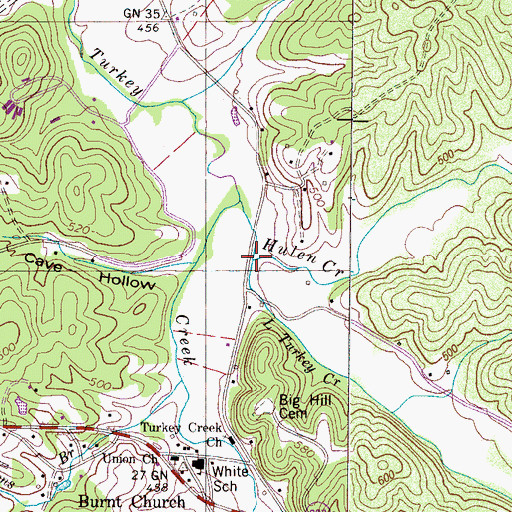 Topographic Map of Hulen Creek, TN