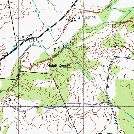 Topographic Map of Hulett Cemetery, TN