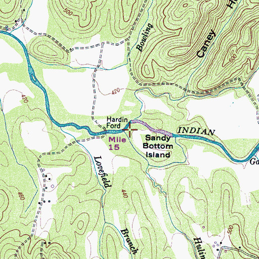Topographic Map of Hulin Branch, TN