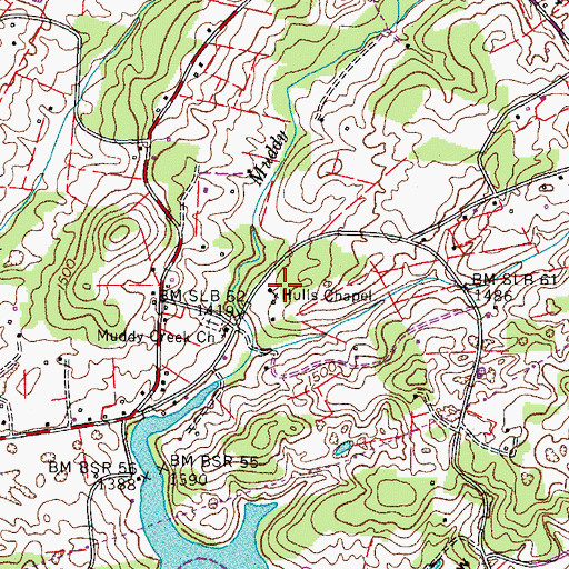 Topographic Map of Hulls Chapel, TN