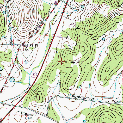 Topographic Map of Hulsey Cemetery, TN