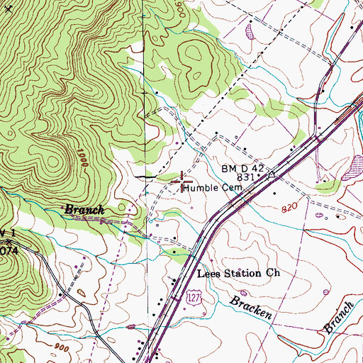 Topographic Map of Humble Cemetery, TN