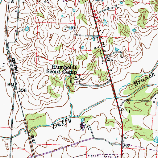Topographic Map of Humboldt Scout Camp, TN