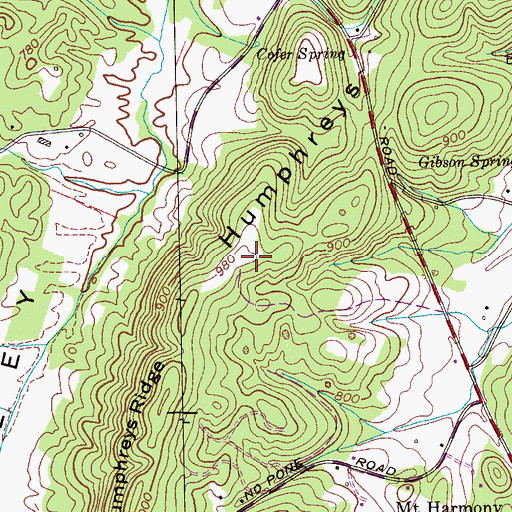 Topographic Map of Humphreys Ridge, TN