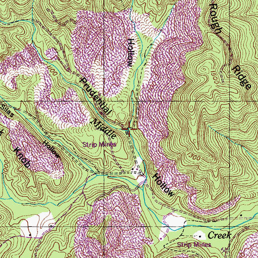 Topographic Map of Hundred-acre Hollow, TN