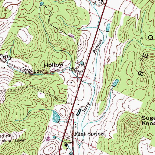 Topographic Map of Hungry Hollow, TN