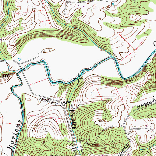 Topographic Map of Hunley Branch, TN