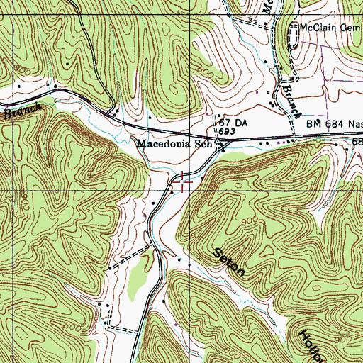 Topographic Map of Hunt Branch, TN