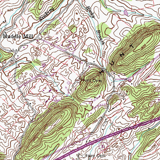 Topographic Map of Hunt Cemetery, TN