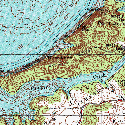 Topographic Map of Hunt Knob, TN