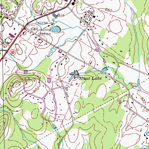 Topographic Map of Hunt Lake, TN