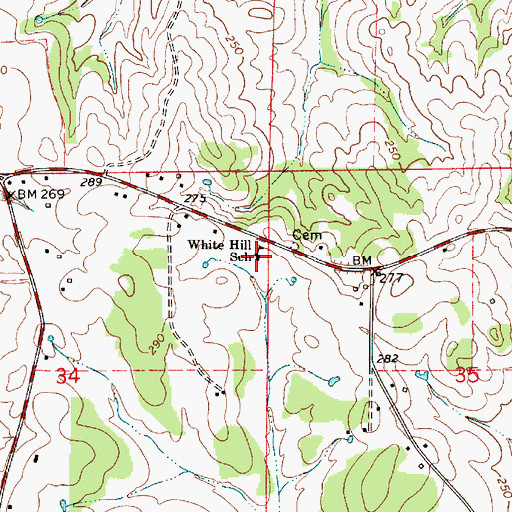 Topographic Map of White Hill School, AL