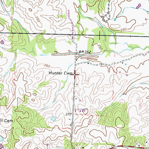 Topographic Map of Hunter Cemetery, TN