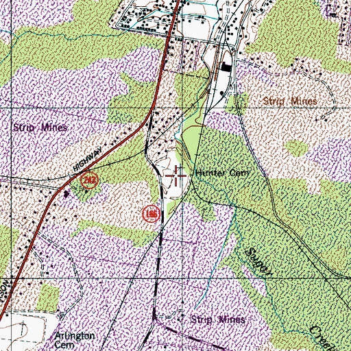 Topographic Map of Hunter Cemetery, TN