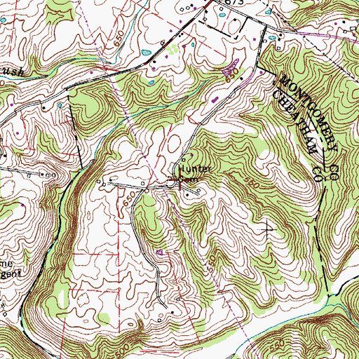 Topographic Map of Hunter Cemetery, TN