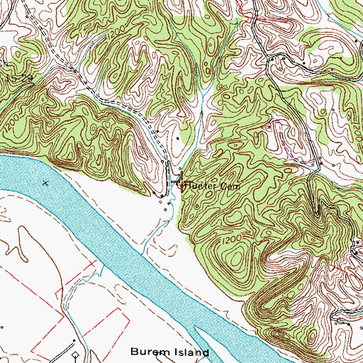 Topographic Map of Hunter Cemetery, TN