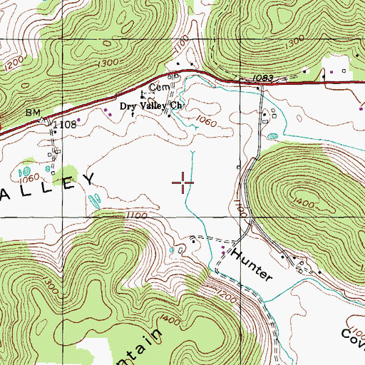Topographic Map of Hunter Cove, TN