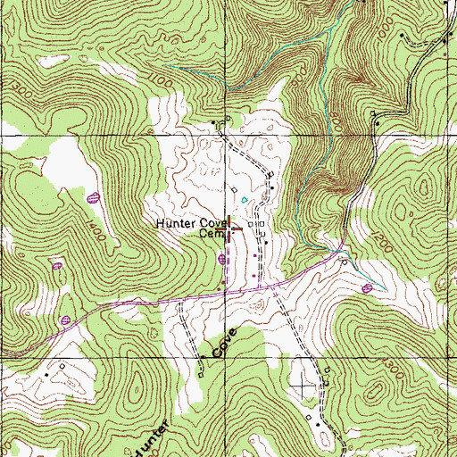 Topographic Map of Hunter Cove Cemetery, TN