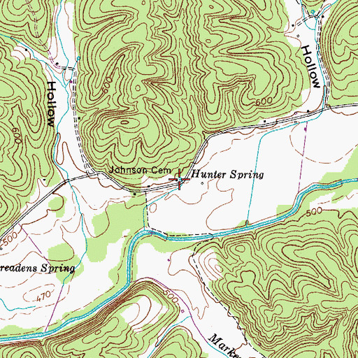 Topographic Map of Hunter Spring, TN