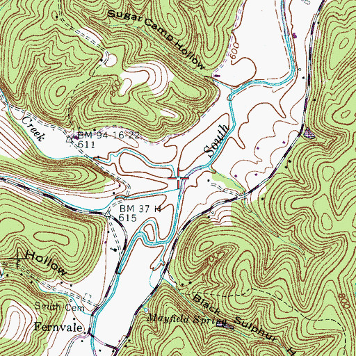 Topographic Map of Hunting Camp Creek, TN