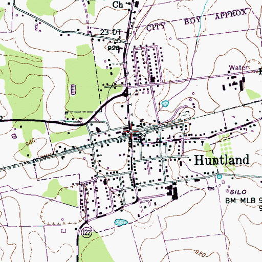 Topographic Map of Huntland, TN