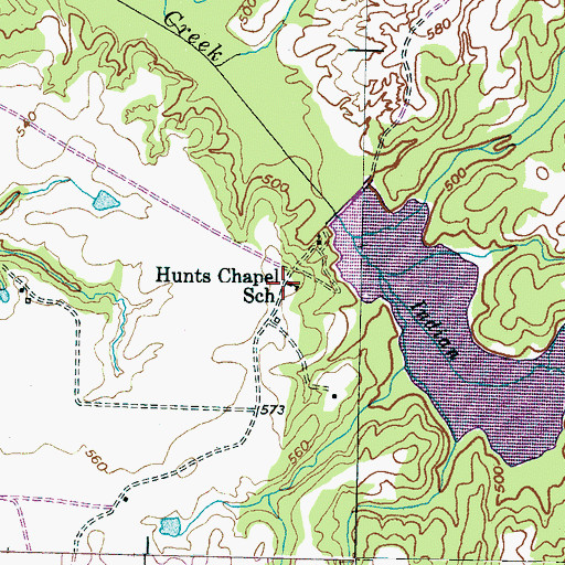 Topographic Map of Hunts Chapel School, TN