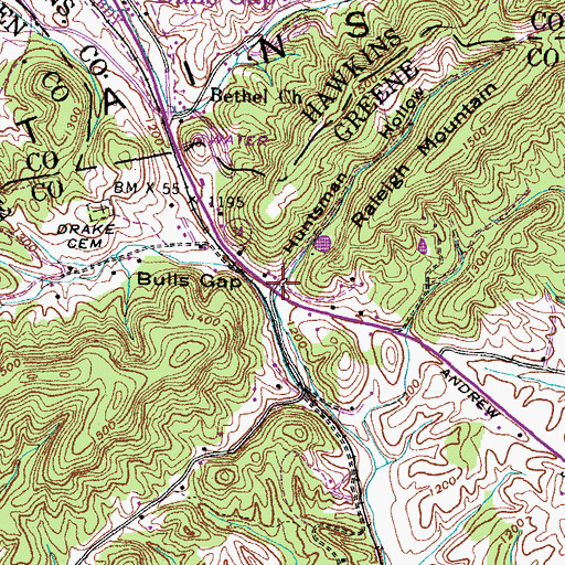 Topographic Map of Huntsman Hollow, TN