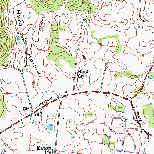 Topographic Map of Hurd Cemetery, TN