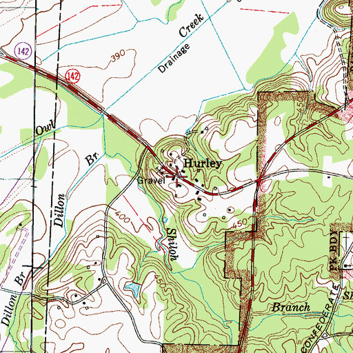 Topographic Map of Hurley, TN