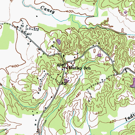 Topographic Map of Hurley School, TN