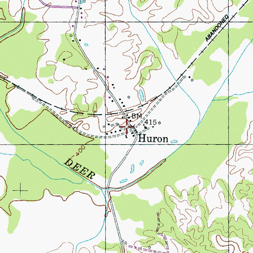 Topographic Map of Huron, TN