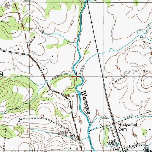 Topographic Map of Hurricane Branch, TN