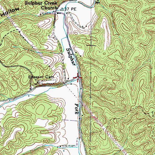 Topographic Map of Hurricane Branch, TN