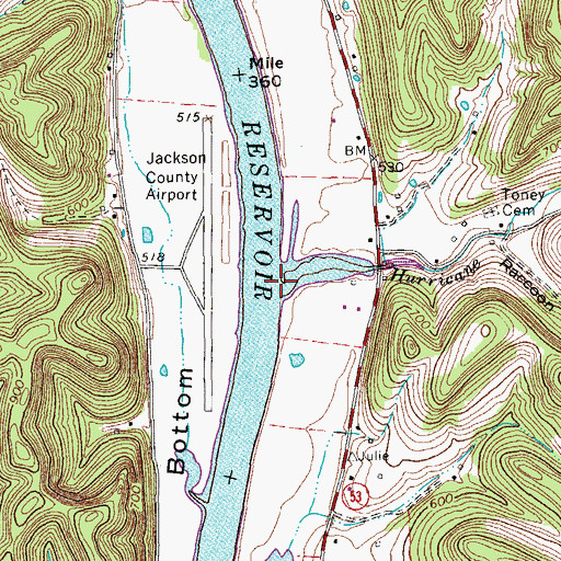 Topographic Map of Hurricane Branch, TN