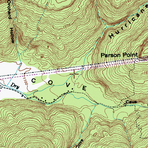 Topographic Map of Hurricane Cove, TN