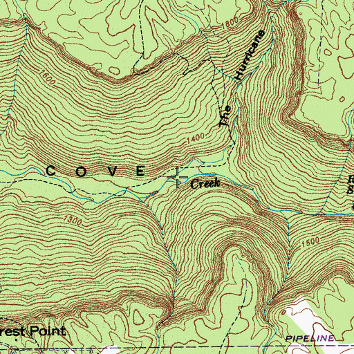 Topographic Map of Hurricane Creek, TN