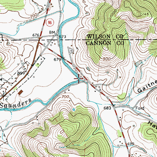 Topographic Map of Hurricane Creek, TN