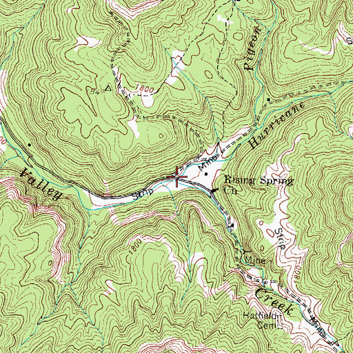 Topographic Map of Hurricane Creek, TN
