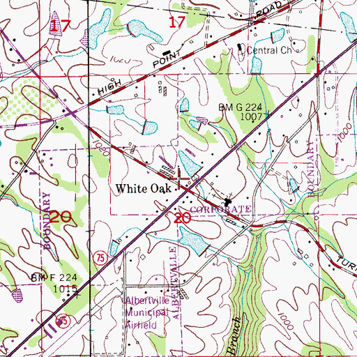 Topographic Map of White Oak, AL
