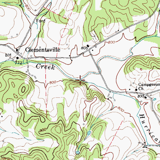 Topographic Map of Hurricane Creek, TN