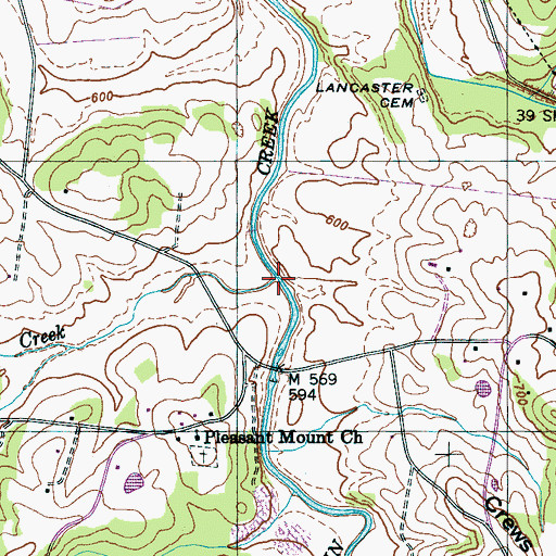 Topographic Map of Hurricane Creek, TN