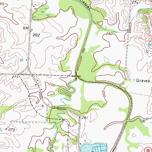 Topographic Map of Hurricane Creek, TN